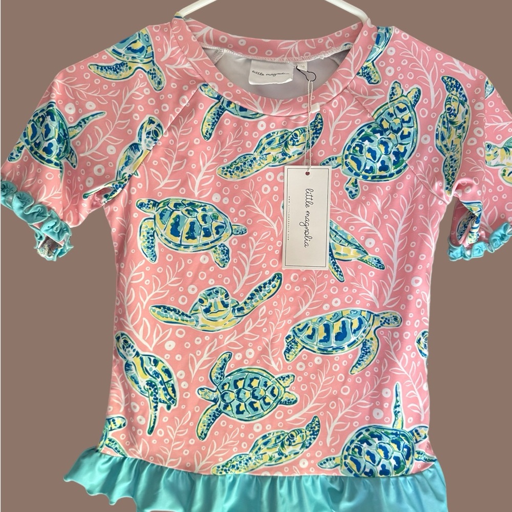 Little Magnolia Rashguard/ Sea Turtles